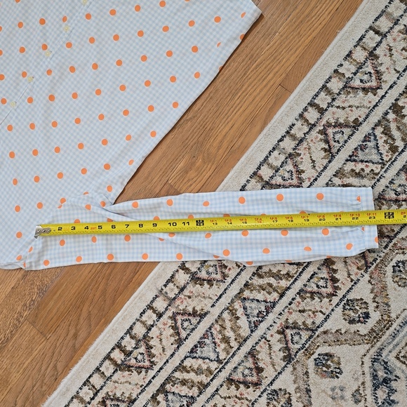 LANDS END BRAND WOMEN'S LONG SLEEVE BLUE & WHITE CHECKERED & DOTS TOP SIZE LARGE - Picture 13 of 14